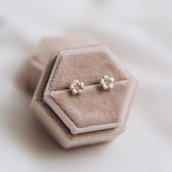 Kolczyki kwiatuszki mat/połysk - 585- sztyfty