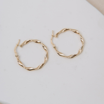 Złote kolczyki koła  35 mm - 585 