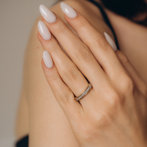 Pierścionek z brylantami 0.48 ct - gładki, wielokamieniowy