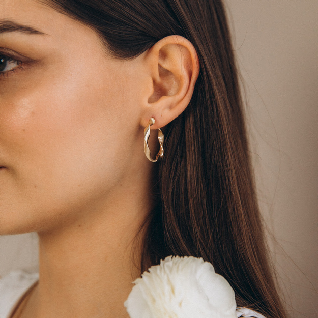 Złote kolczyki koła  30 mm - 585 