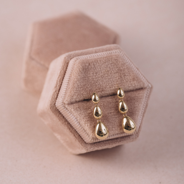 Kolczyki złote z wiszące łezki- 585 - sztyfty