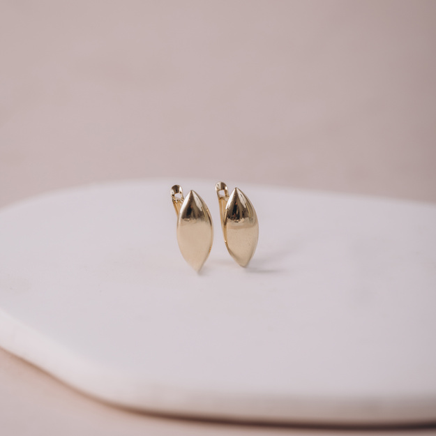 Kolczyki złote Migdałki Diamentowane - 585 - angielskie zapięcia