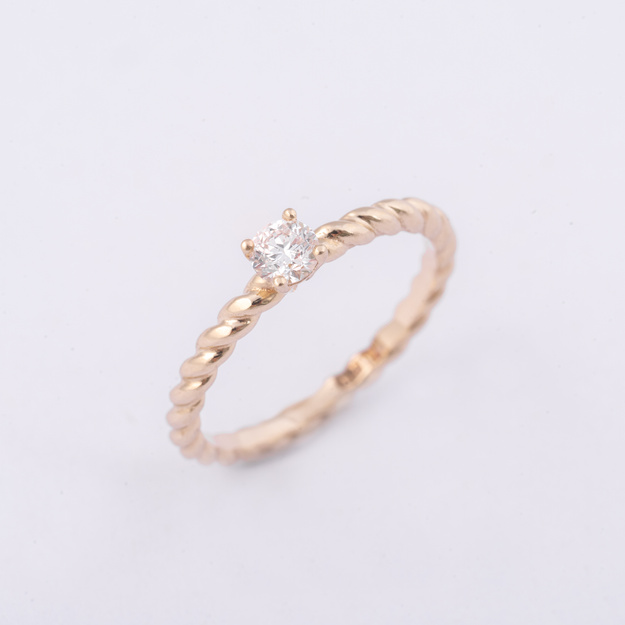 Pierścionek z brylantem 0.20 ct - 585 - Splot Miłości