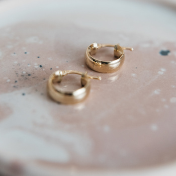 Kolczyki koła - złote, gładkie śr. 14 mm, szer. 5mm