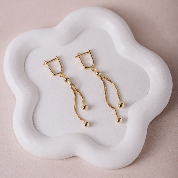 Kolczyki Złote Twin Drops - 585 - zapięcia angielskie