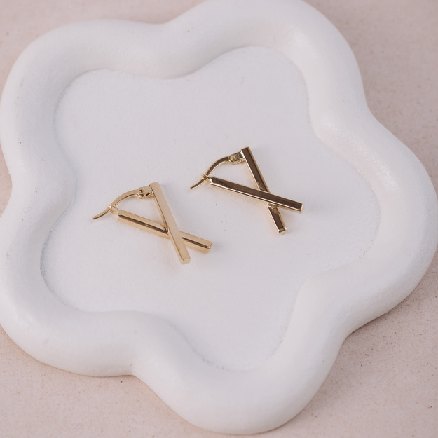 Kolczyki Złote Golden X - 585 - zapięcia angielskie