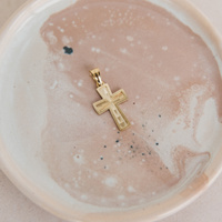 Krzyżyk złoty, mieniący - 585 - miejsce na grawer