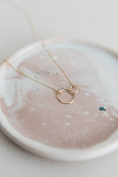 Naszyjnik  złoty - dwa kołeczka 45 cm