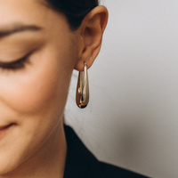 Kolczyki  złote duże łezki rozszerzane  - 585 -  widełki