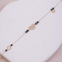 Bransoletka złota z czarnymi cyrkoniami i sercem- 585