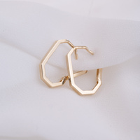 Złote kolczyki sześciokąty gładkie  - 585