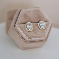 Złote kolczyki z owalną cyrkonią – próba 585