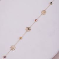 Bransoletka złota z kolorowymi cyrkoniami i kwiatkami - 585