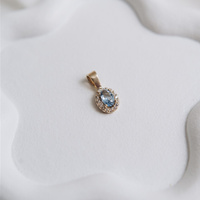 Zawieszka złota owalna z cyrkoniami i topazem - 585