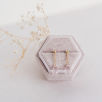 Kolczyki z kamieniami naturalnymi - Kwarcem Różowym i złotymi kuleczkami 585