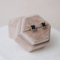 Kolczyki koniczynki czarne - 585