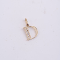 Złota zawieszka z literką D i cyrkoniami - 585