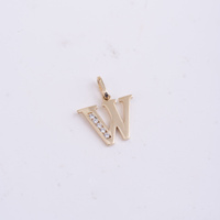 Złota zawieszka z literką W i cyrkoniami - 585