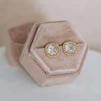 Kolczyki złote z cyrkonią szlif szachownica – złoto 585