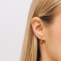 Kolczyki z kamieniami naturalnymi - Cytrynami i złotymi kuleczkami 585