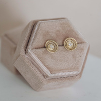 Złote kolczyki ażurowe z cyrkonią – próba 585