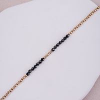 Bransoletka złota z kuleczkami i czarnymi cyrkoniami - 585