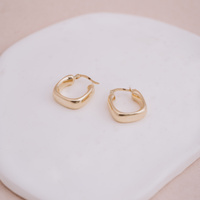 Złote kolczyki zaokrąglone kwadraty gładkie  - 585