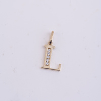 Złota zawieszka z literką L i cyrkoniami - 585