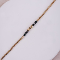 Bransoletka złota z kuleczkami i czarnymi cyrkoniami - 585