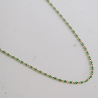 Naszyjnik złoty - zielone i złote kuleczki - 585