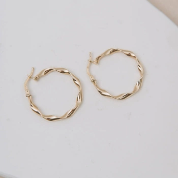 Złote kolczyki koła  30 mm - 585 