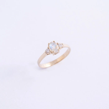  Pierścionek z Kamieniem Księżycowym  i brylantami  0.12ct