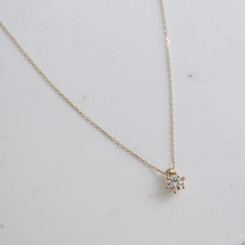 Naszyjnik złoty z cyrkonią - 6 łapek 585