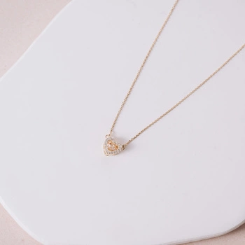 Złoty Naszyjnik „Dancing Heart” z Ruchomą Cyrkonią - 585