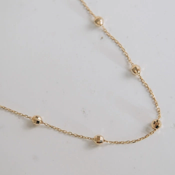 Naszyjnik złoty - diamentowane kuleczki 585