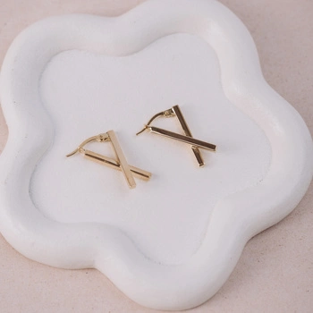 Kolczyki Złote Golden X - 585 - zapięcia angielskie 