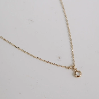 Naszyjnik złoty minimalistyczny z cyrkonią 585