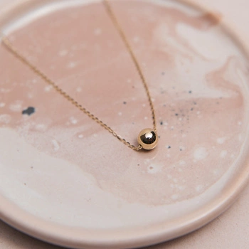 Złoty Naszyjnik z Gładką  Kuleczką - 585