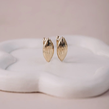 Kolczyki złote Migdałki Diamentowane - 585 - angielskie zapięcia 