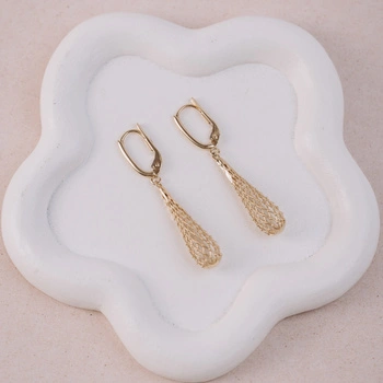 Kolczyki Złote  Ażurowe Krople - 585 - zapięcia angielskie 