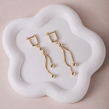 Kolczyki Złote Twin Drops - 585 - zapięcia angielskie 