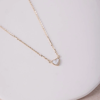 Naszyjnik  złoty Serce z masą pełową - 585 