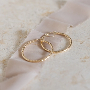 Kolczyki koła - złote koła, diamentowane 585, 25 mm